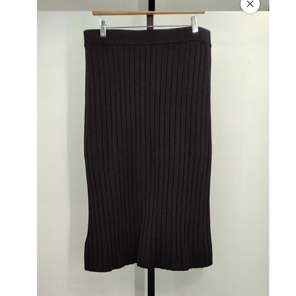 Quince Wm's Mongolian Cashmere luxury Midi Skirt  Sz Lg Black #03 - Picture 6 of 8